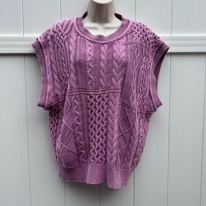 AndTheWhy Mauve Textured Oversized Cotton Sweater Vest | Size Small/Medium